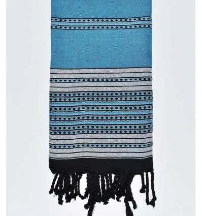 Cerulean blue arabesque beach towel  - 1