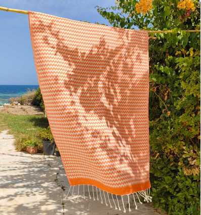 Toalla de playa naranja brillante - FOUTA TUNISIA