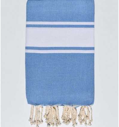 Royal blue recycled cotton beach towel Fouta Tunisia - 1