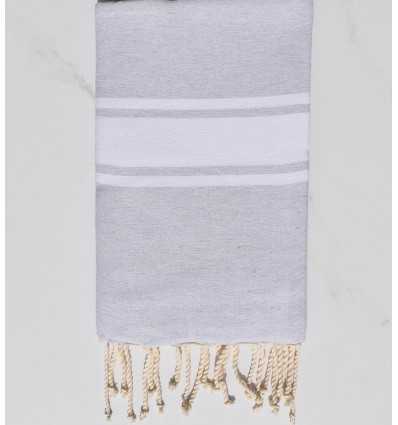 Light grey recycled cotton beach towel Fouta Tunisia - 1