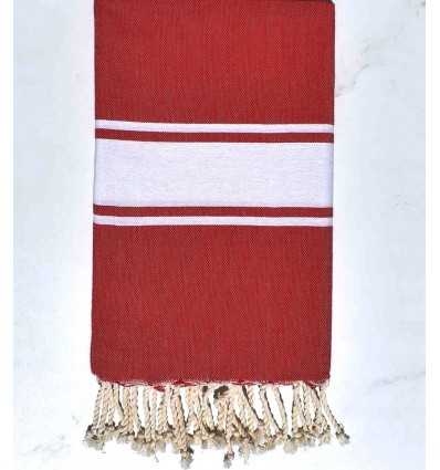 Red recycled cotton beach towel Fouta Tunisia - 1