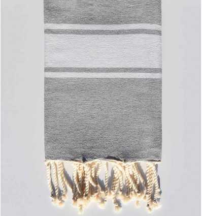 Grey recycled cotton beach towel Fouta Tunisia - 1