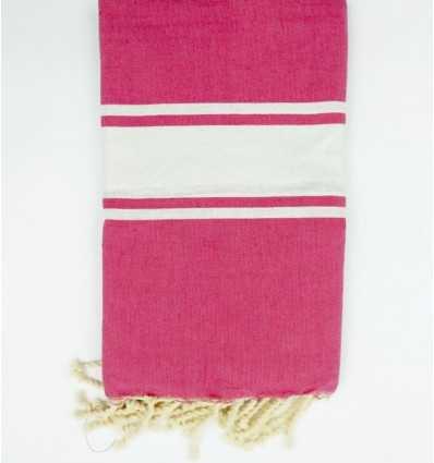 Fuchsia pink recycled cotton beach towel Fouta Tunisia - 2