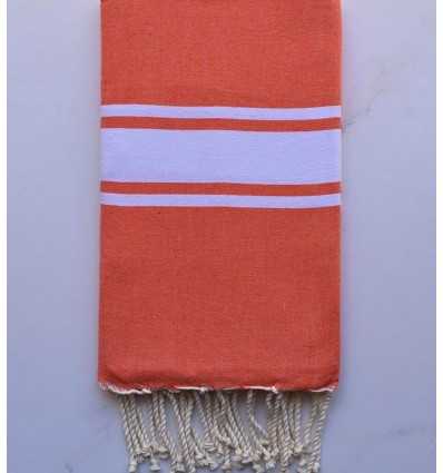 Orange recycled cotton beach towel Fouta Tunisia - 1