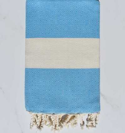 Beach Towel Diamond Azure Blue Fouta Tunisia - 1