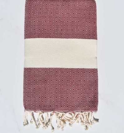 Beach Towel Diamond Red Bordeaux Fouta Tunisia - 1