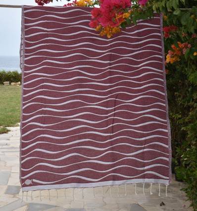 Hawaii Burgundy beach towel Fouta Tunisia - 1