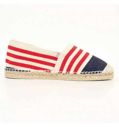 Navy, Ecru, and Red Women's Espadrilles Crabster - 1