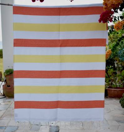 Orange and yellow beach towel sponge Fouta Tunisia - 1