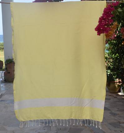 Beach Towel Diamond Light Yellow Fouta Tunisia - 1