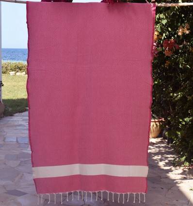 Beach Towel Diamond Fuchsia Pink Fouta Tunisia - 1