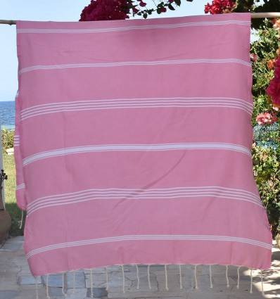 Beach towel Mykonos pink Fouta Tunisia - 1