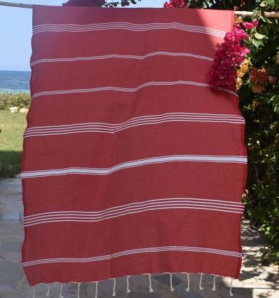 Beach towel Mykonos red Fouta Tunisia - 1