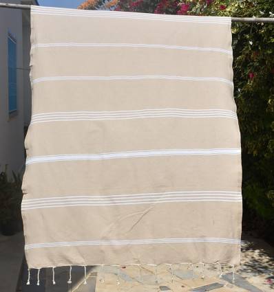 Beach towel Mykonos beige Fouta Tunisia - 1