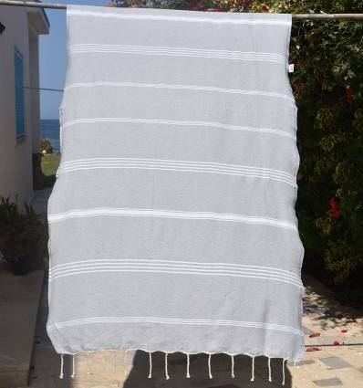 Beach towel Mykonos light gray Fouta Tunisia - 1