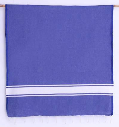 Blue recycled cotton beach towel Fouta Tunisia - 1