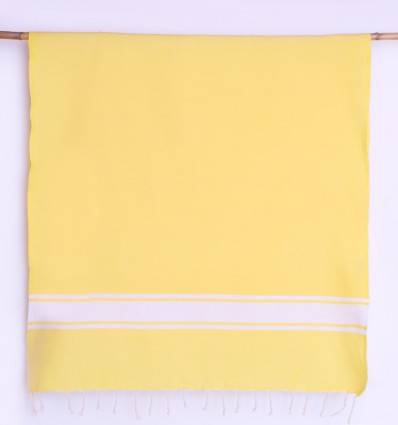 Yellow recycled cotton beach towel Fouta Tunisia - 1